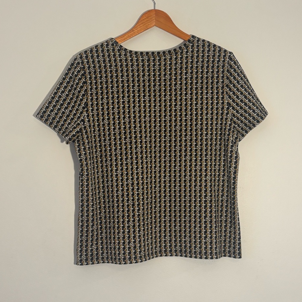 Tory Burch Black and White Geometric Short Sleeve Top - Picture 3 of 10